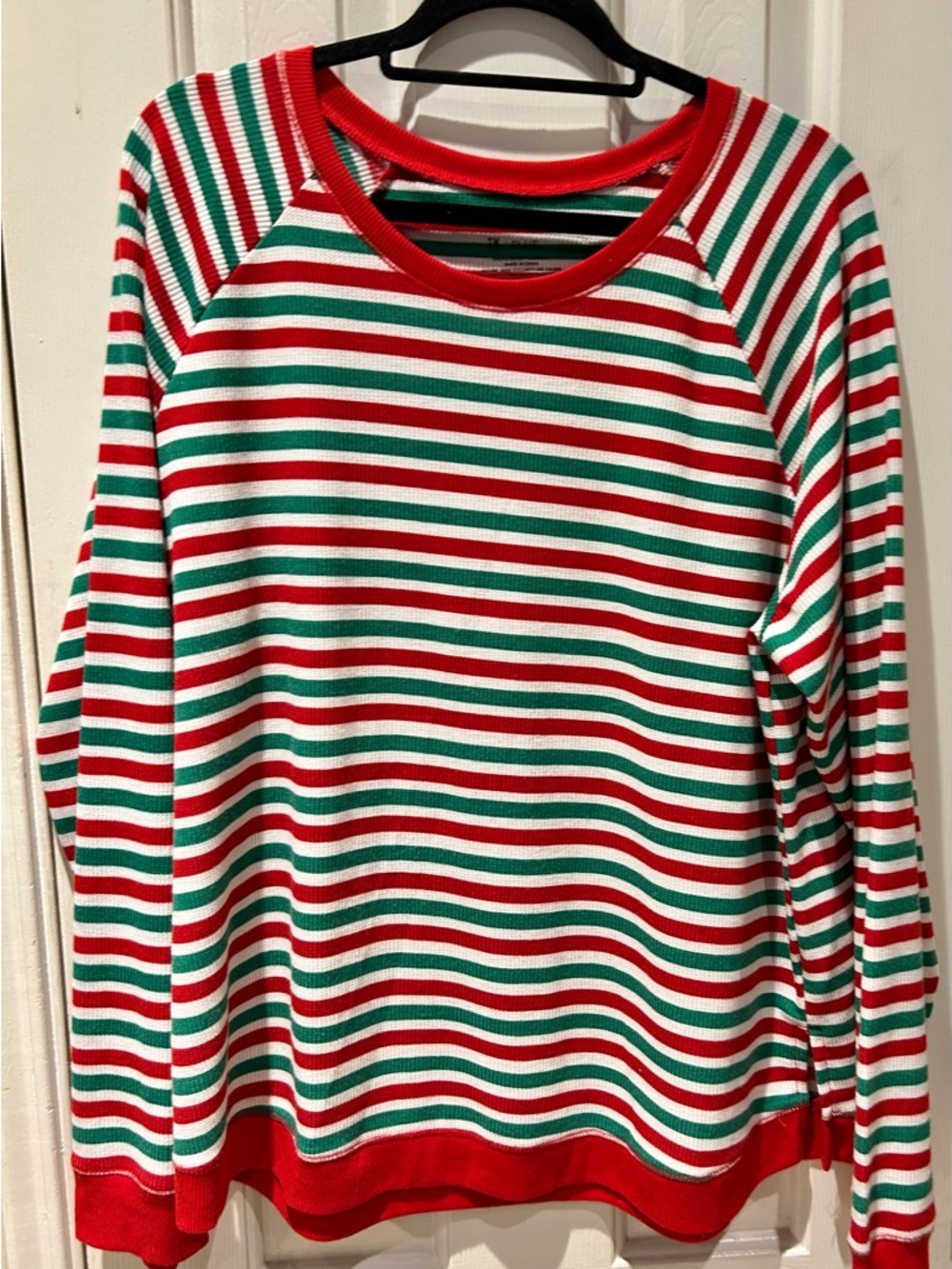Striped Red, Green & White Long Sleeve Holiday Top